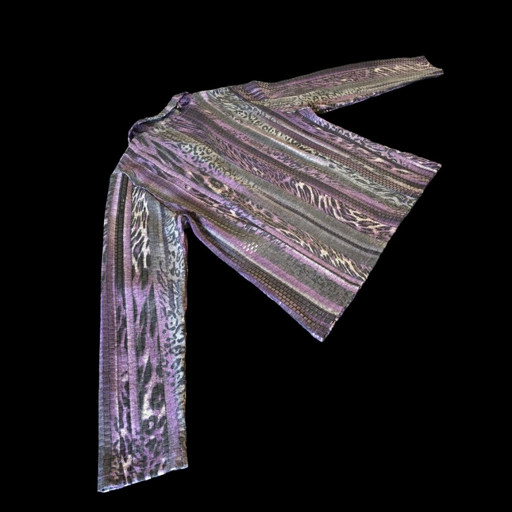 NWOT Women's Erin London Petite Medium Purple Silver Striped Blouse - Picture 7 of 8